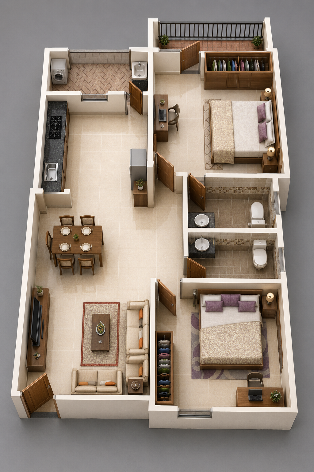 3 BHK floor plan